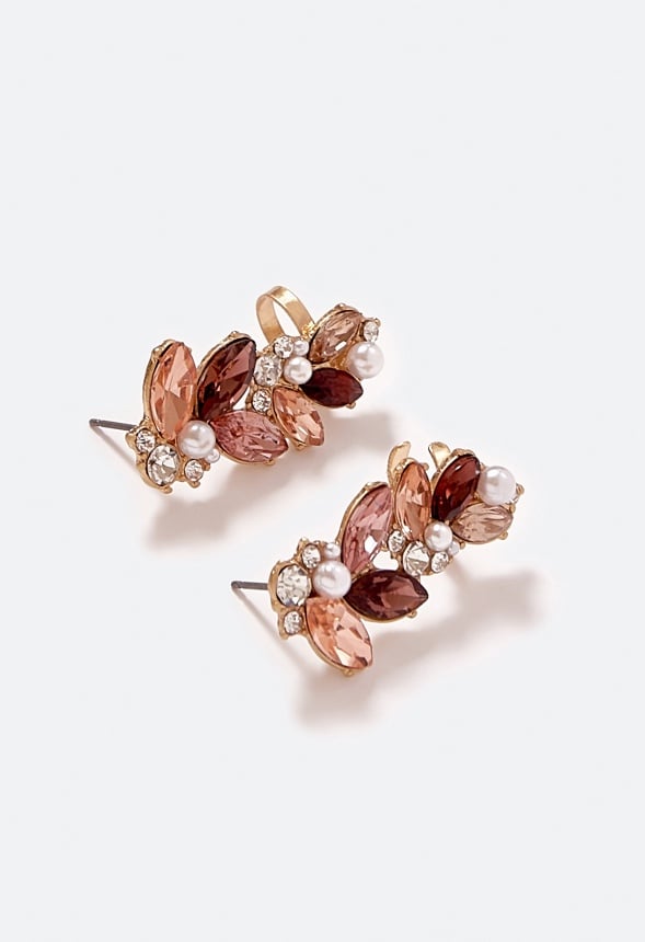 Winnie Tonal Navette Stud Earrings Peach/ Blush/ Burgundy
