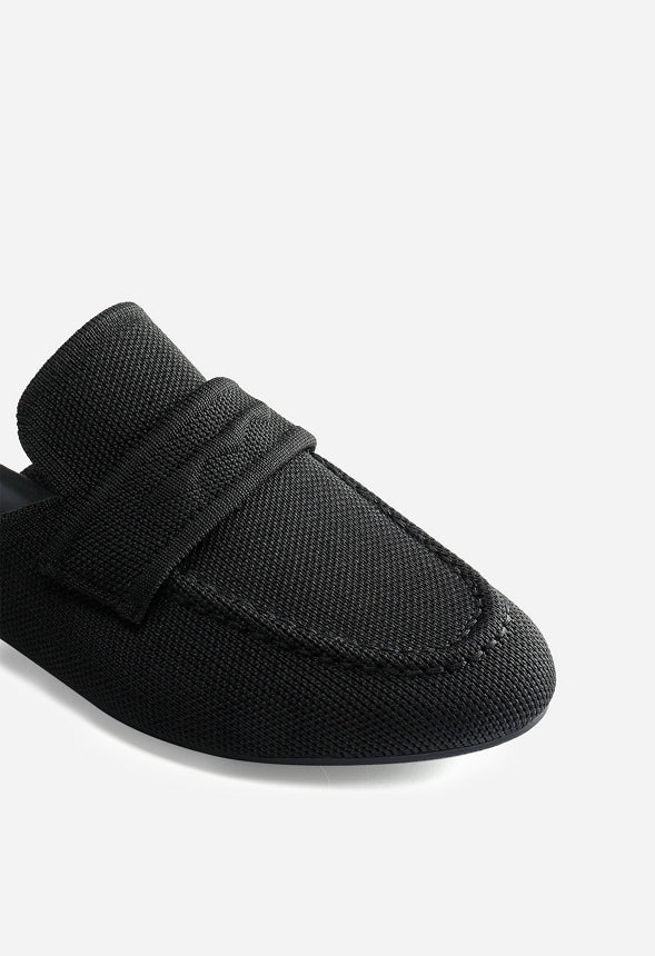 Rounded Toe Flat Mules Black