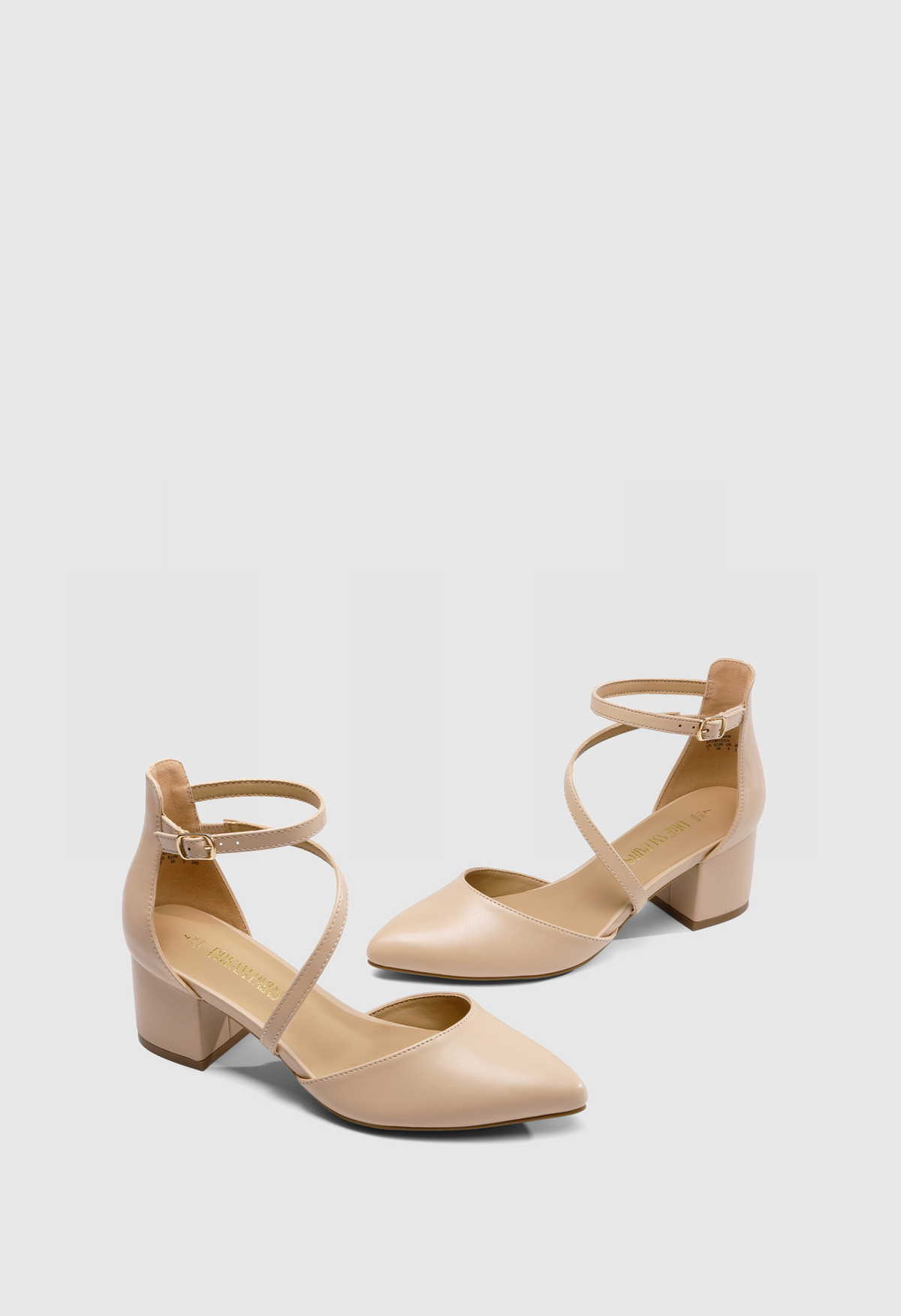 Women’s Closed Pointed Low Chunky Heels Ankle Strap Dress Pumps