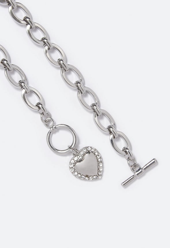 Cecilia Puff Heart Chain Bracelet Silver
