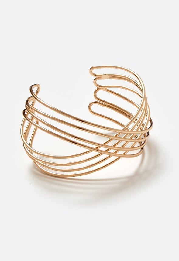 Gio Multi Wired Criss Cross Cuff Bracelet Gold