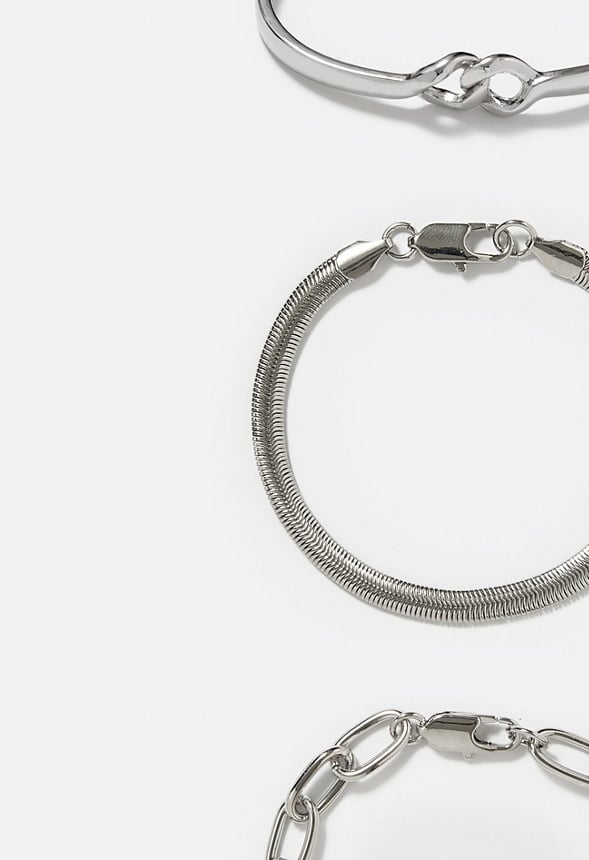 Rox Multi Chains Bracelets Pack Silver