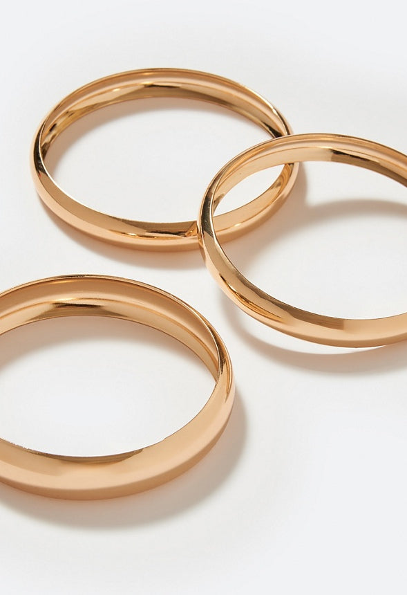 Andi 3 Pack Smooth Metal Bangles Gold