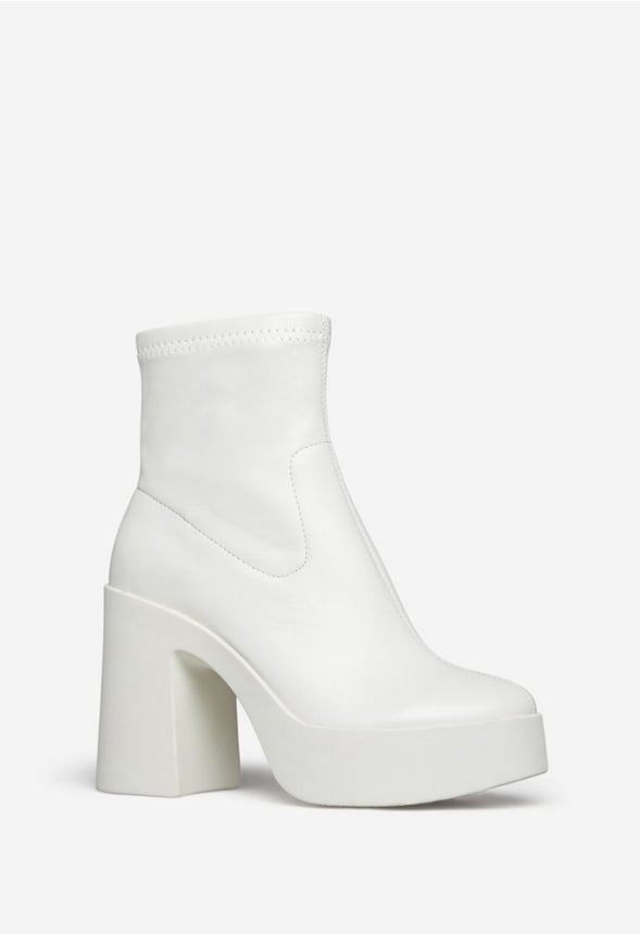 Pegah Block Heeled Ankle Boot Bright White