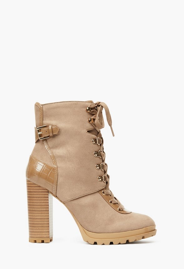 Shandee Harness Lug Sole Ankle Boot Taupe
