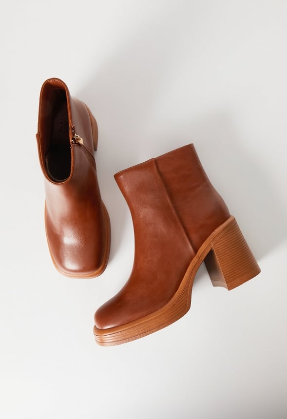 Brienne Platform Ankle Boot Leather Brown