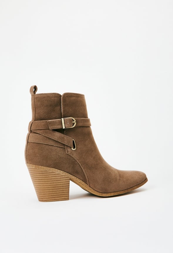 Della Block Heeled Bootie Taupe