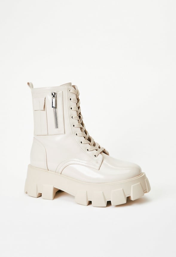 Reverie Combat Boot Birch White