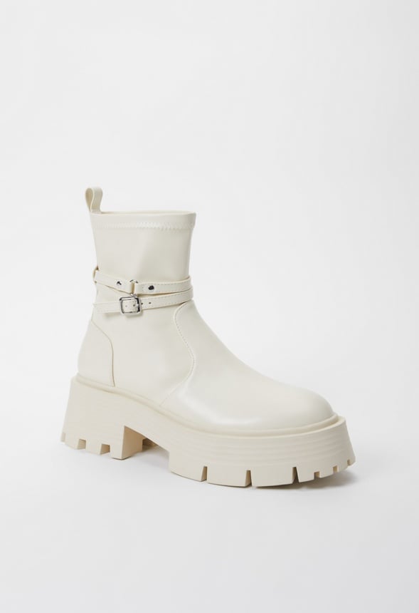 Ember Lug Sole Ankle Boot Birch White