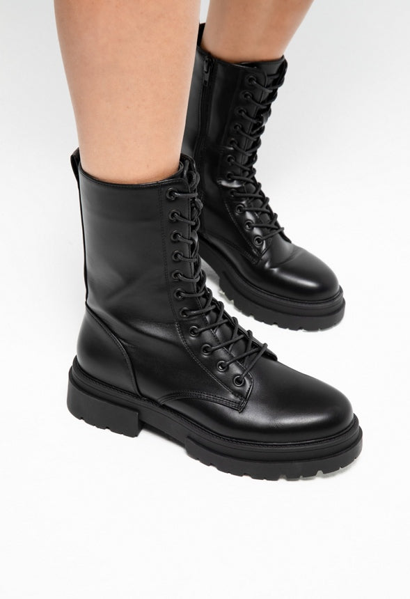 Izabella Lace-Up Boot Black