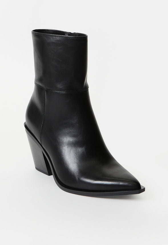 Peyton Block Heeled Bootie Black