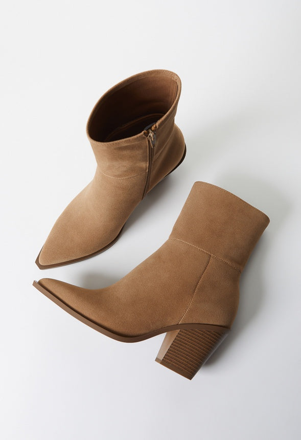 Peyton Block Heeled Bootie Sand