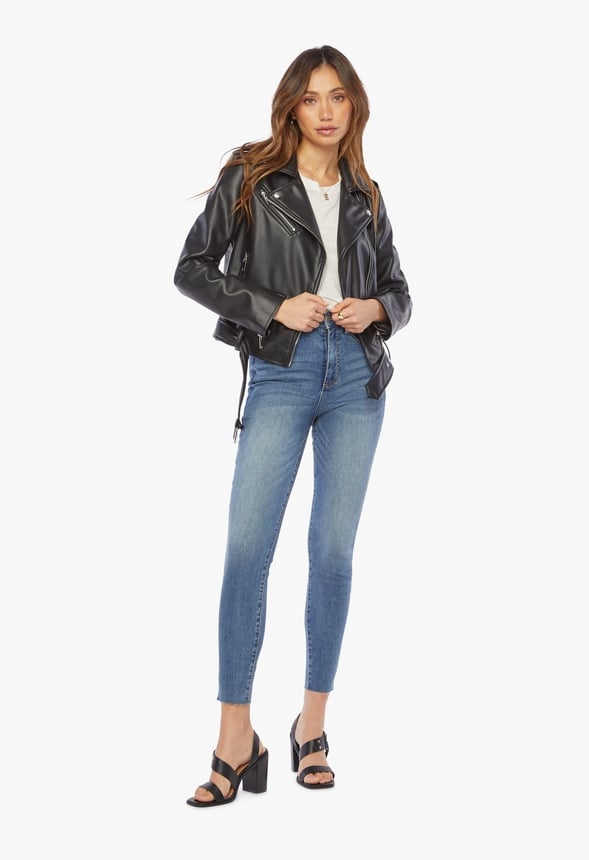 Faux Leather Moto Jacket Black