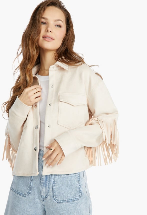 Fringe Suede Jacket Off White Shell