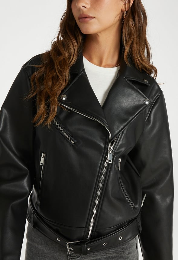 Faux Leather Jacket Black Caviar