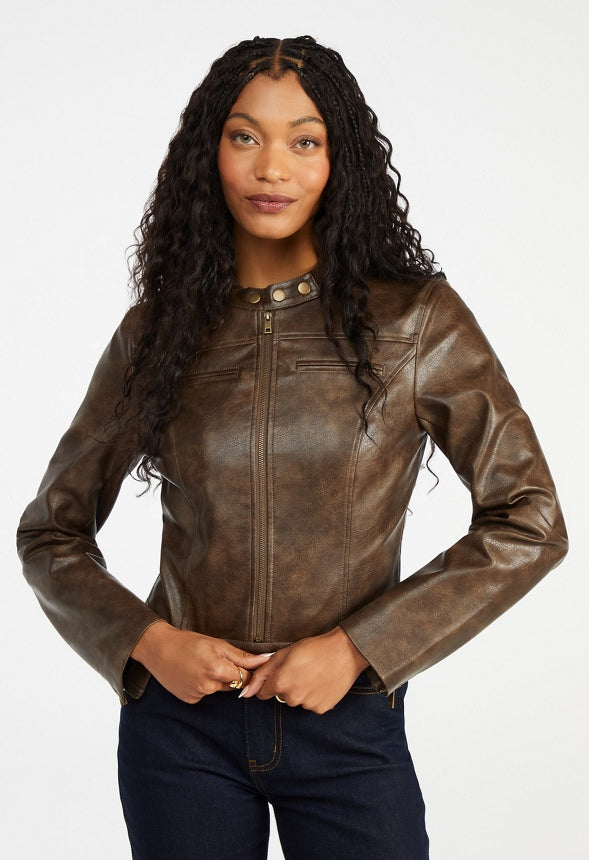 Leather Moto Jacket Burnished Leather