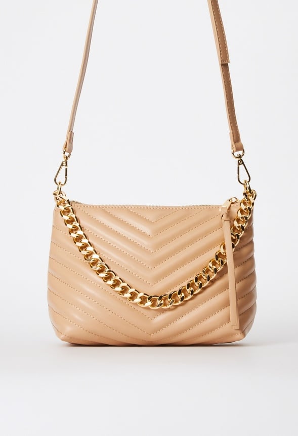 Quilted Zip Crossbody Nude