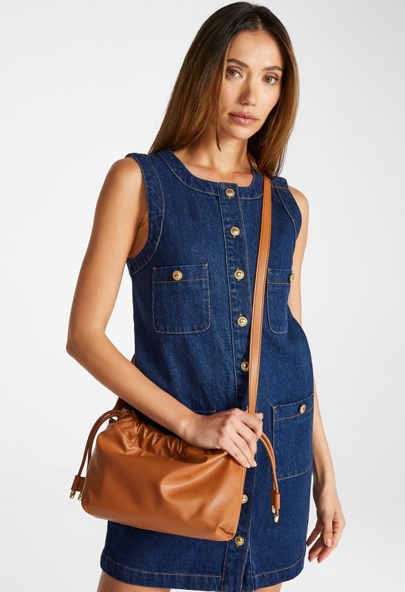 Drawstring Pouch Crossbody Camel