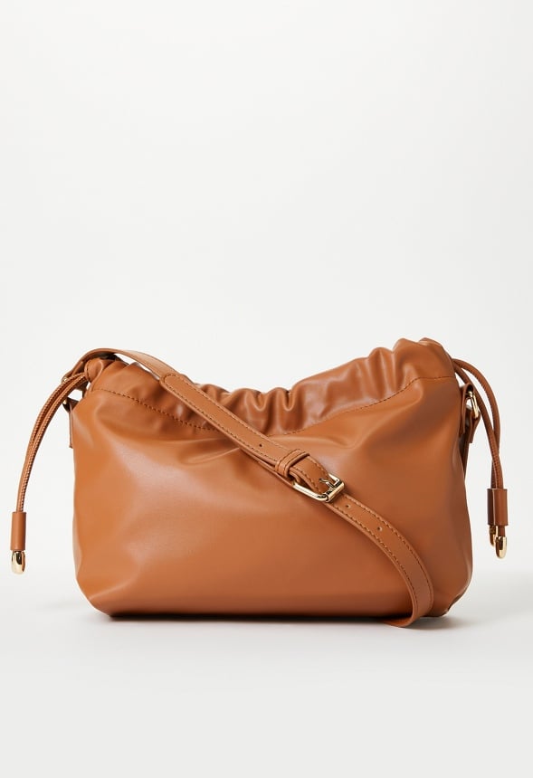 Drawstring Pouch Crossbody Camel