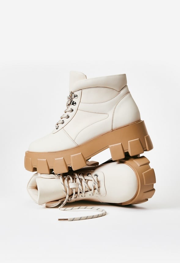 Sylvie Lug Sole Ankle Boot Birch White