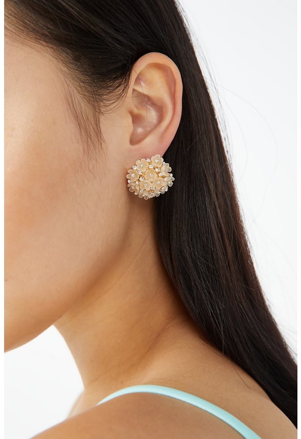 Jasmin Cluster Floral Stud Earrings Gold
