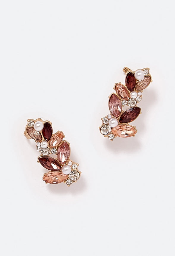 Winnie Tonal Navette Stud Earrings Peach/ Blush/ Burgundy