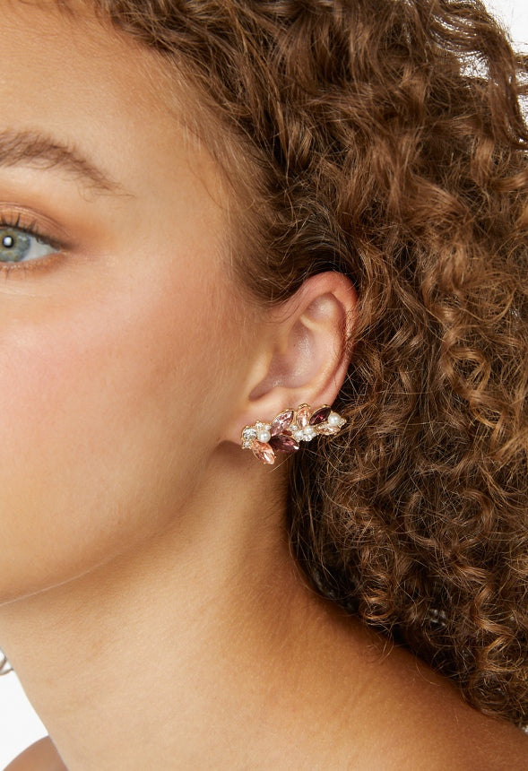 Winnie Tonal Navette Stud Earrings Peach/ Blush/ Burgundy