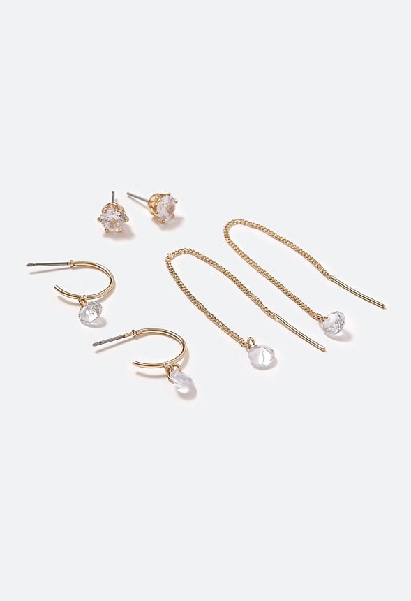 Hope Cubic Zirconia Earrings Multipack Crystal/ Gold