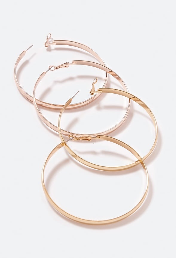 Raquel Oversized Fine Hoop Earrings Pack Gold/ Rosegold