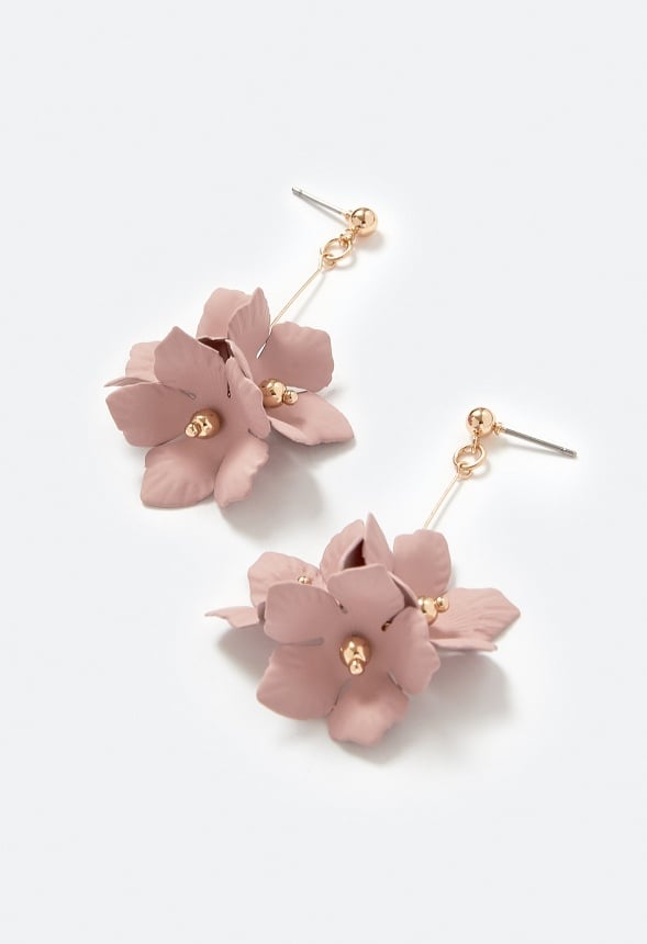 Xyla Color Coated Petals Flowers Drop Earrings Rose/ Gold