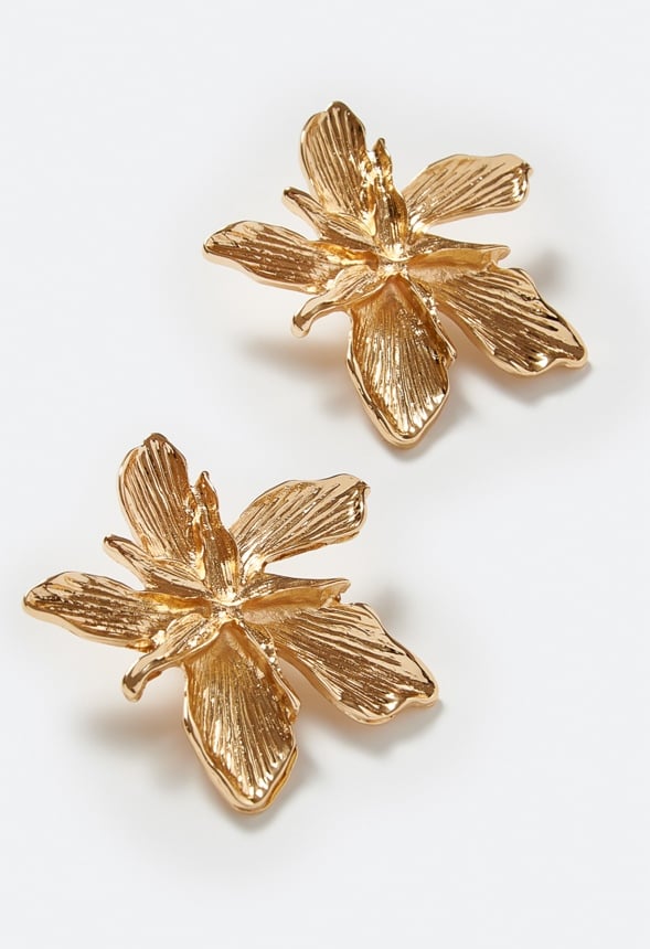 Hope Statement Metal Flower Stud Earrings Gold/ Gold