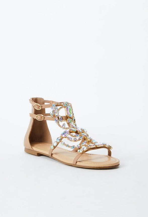 Remy Embellished Gladiator Sandal Beige