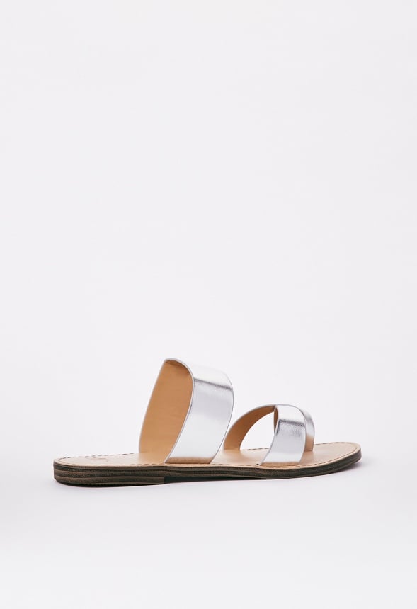Cloey Faux Leather Slide Silver