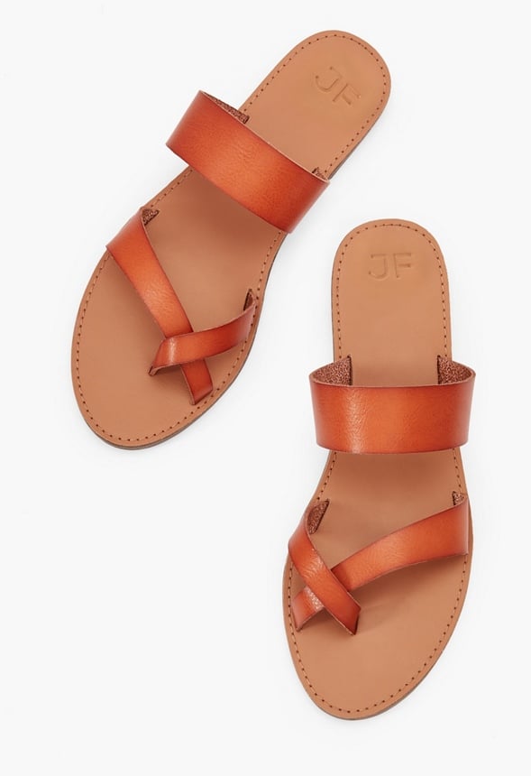 Cloey Faux Leather Slider Cognac