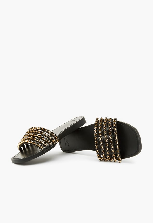 Stella Embellished Slide Sandal Black Caviar