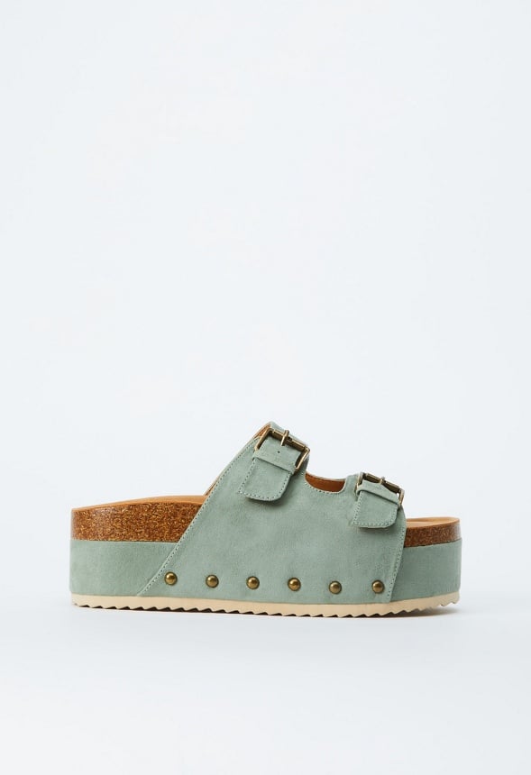 Abbie Platform Slide Sandal Seagrass Green