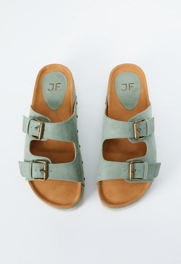 Abbie Platform Slide Sandal Seagrass Green