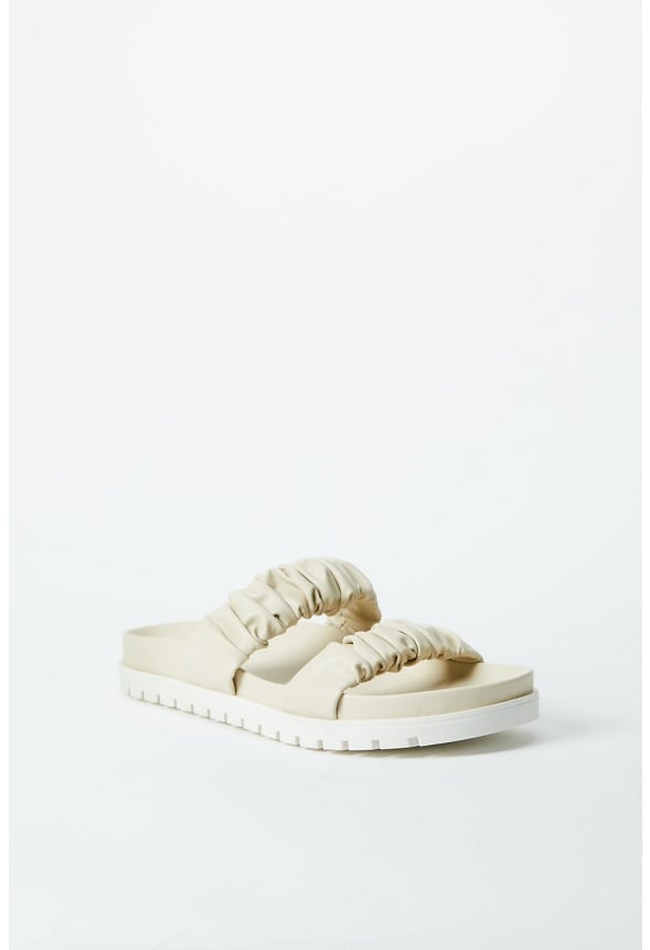 Eva Flat Slide Sandal Birch White