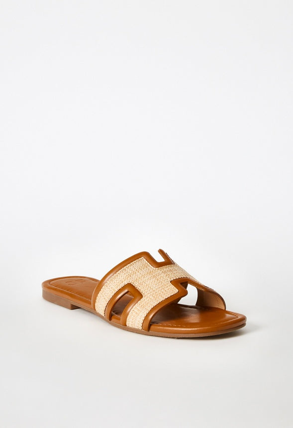 Becca Flat Slide Sandal Camel/ Dark Natural