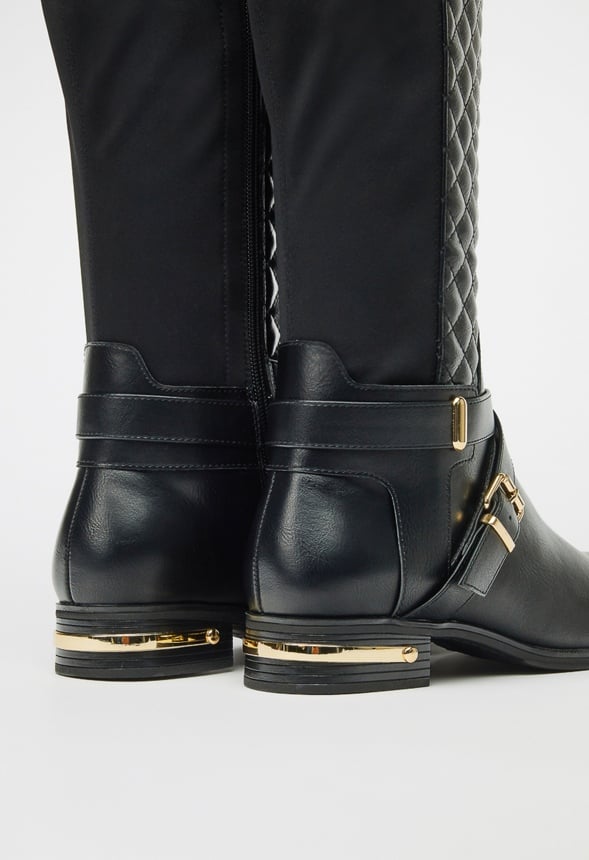 Annabeth Quilted Flat Boot Black