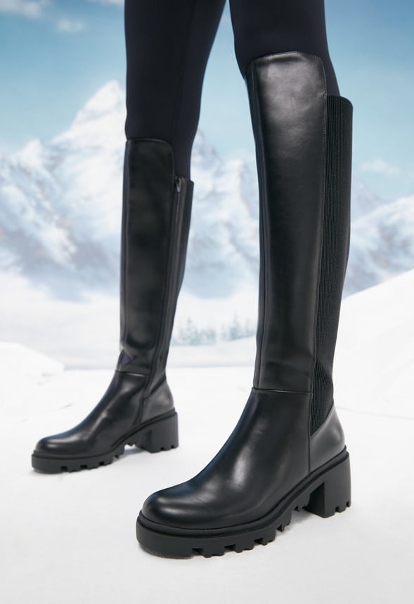 Ayden Chunky Block Heel Boot Black