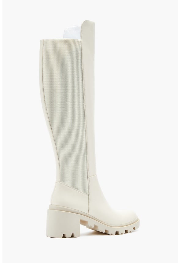 Ayden Chunky Block Heeled Boot Bone