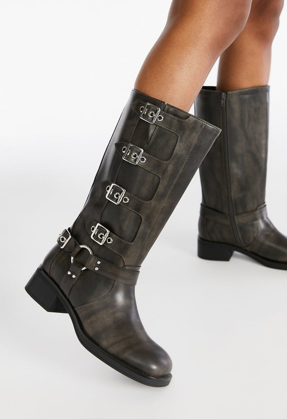 Sable Flat Boot Distressed Black