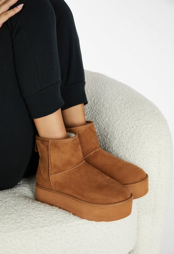 Porsha Fuzzie Ankle Boot Light Camel