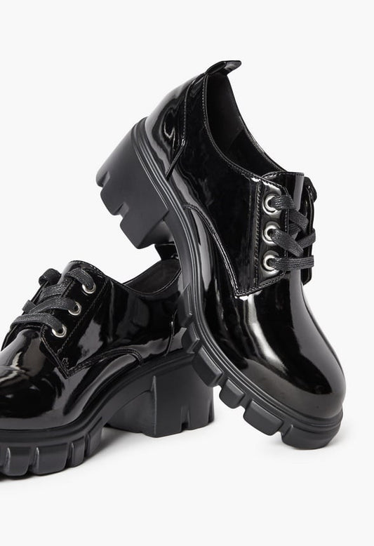 Sofia Lace-Up Heeled Oxford Black Caviar