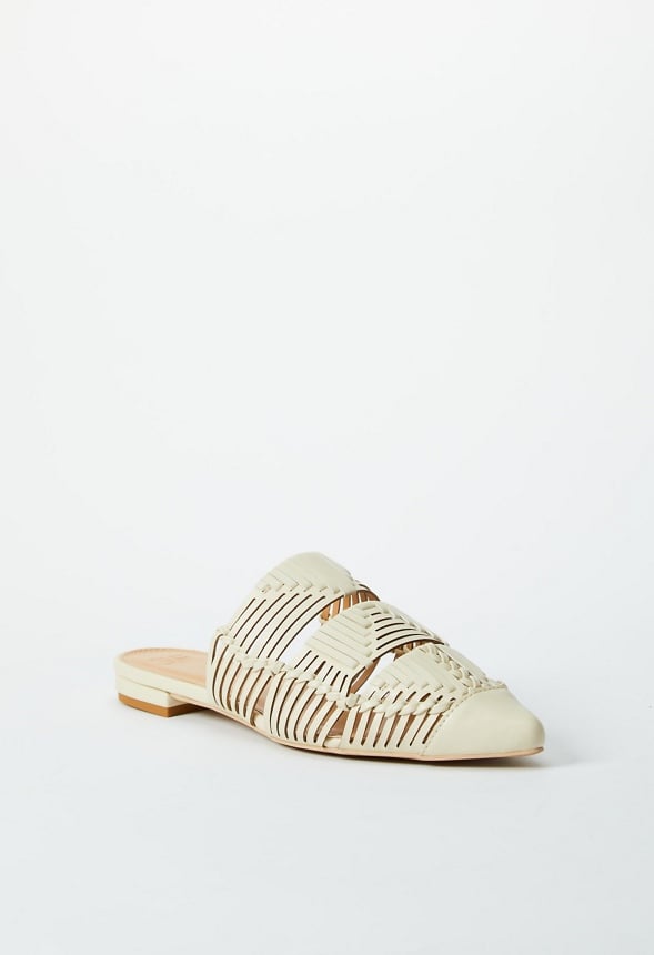 Milana Woven Flat Mule Birch White