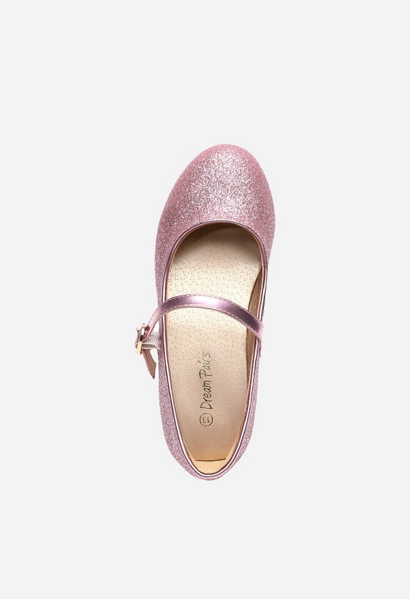 Glitter Strap Low Heel Pink