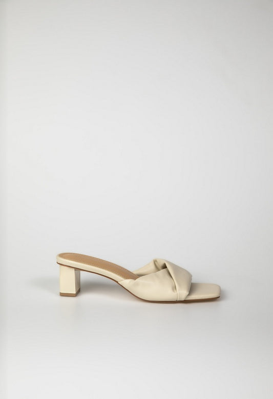 Caroline Mule Heeled Sandal Birch White