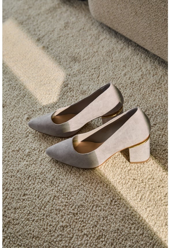Chunky Heeled Pumps Grey