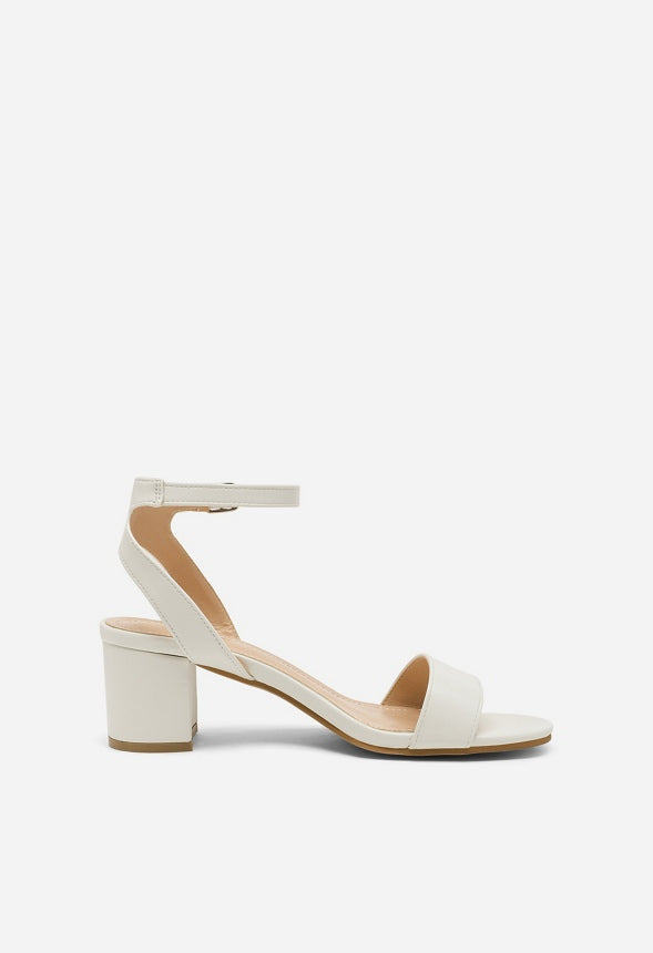 Chunky Mid Heeled Sandals White